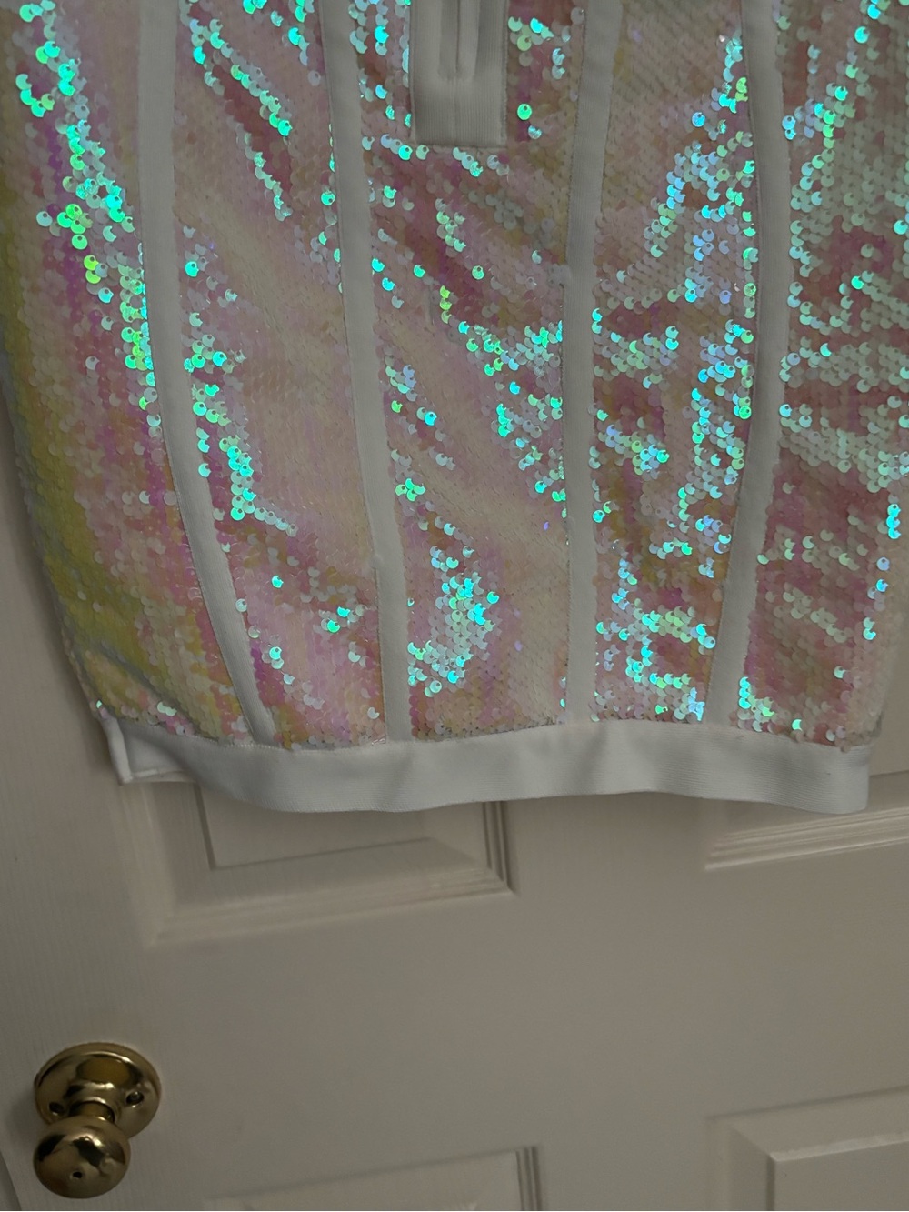 Forever 21 iridescent pink white sequin strapless bodycon mini dress - Picture 6 of 9